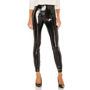 NEW NWT! SPANX FAUX PATENT LEATHER LEGGINGS BLACK HIGH RISE WAIST sz M